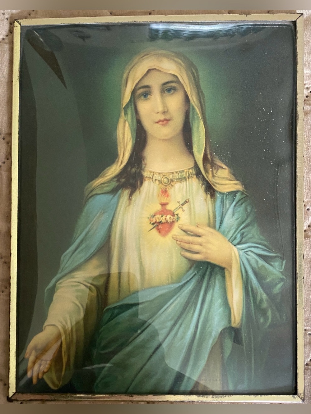 Our Lady of Perpetual Help Virgin Mary Religious Picture Print Bubble Glass